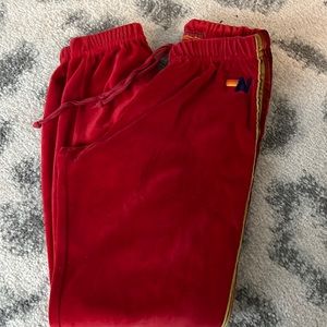 Aviator Nation Velvet 5 stripe sweat pants..